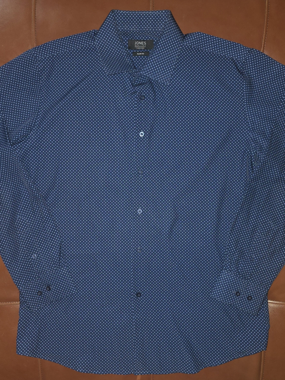 Men's Navy Blue Printed Button-Up Shirt